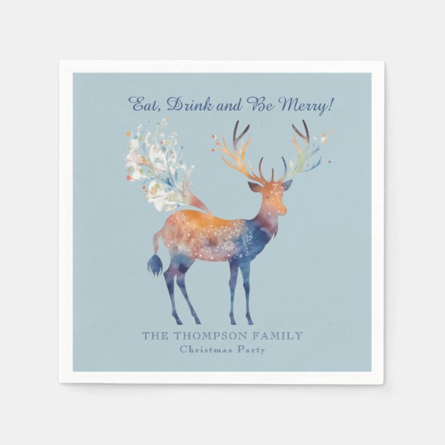 Guardanapo De Papel Reindeer Festivo Coma Bebida Seja Feliz Natal (Frente)