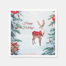 Guardanapo De Papel Reindeer Holiday Paper Napkin