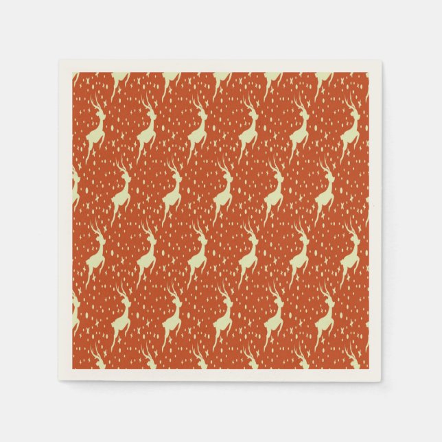 Guardanapo De Papel Reindeer no Fundo Brown (Frente)