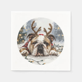Guardanapo De Papel Reindeer para Bulldog em Inglês de Natal