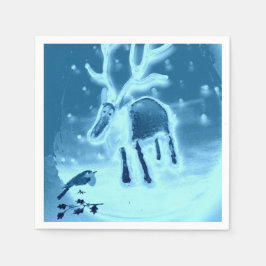 Guardanapo De Papel Reindeer Robin na neve