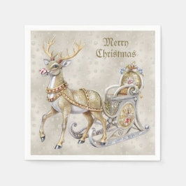 Guardanapo De Papel Reindeer Sleigh Holiday Napkin