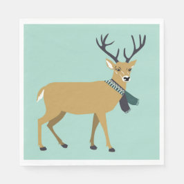 Guardanapo De Papel Reindeer Vestindo um escarpa de inverno (animal de