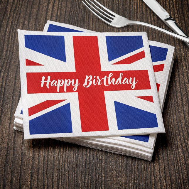 Guardanapo De Papel Reino Unido Feliz Aniversário do Reino Unido (UK United Kingdom British Happy Birthday Napkins
)