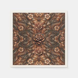 Guardanapo De Papel Relevo em Couro Falso com Estampa Floral Vintage