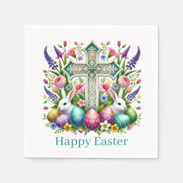 Guardanapo De Papel Religious Happy Easter Cross  (Frente)