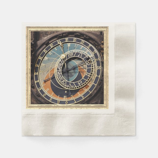 Guardanapo De Papel Relógio Astronômico Em Praga (Frente)