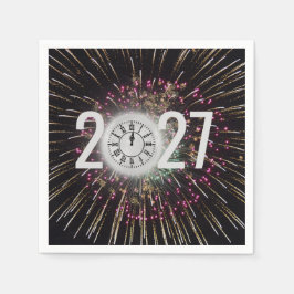 Guardanapo De Papel Relógio da Lua e Fogos de Artifício Réveillon 2027