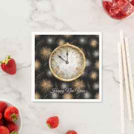 Guardanapo De Papel Relógio de Ano Novo com Fogos de Artifício Pratead