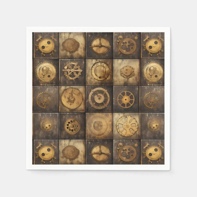 Guardanapo De Papel Relógio Russo Steampunk Grunge (15) (Frente)