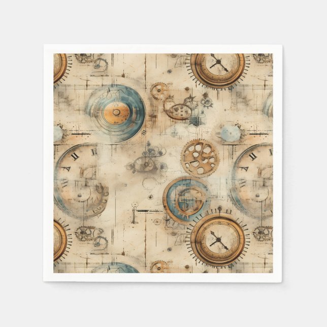 Guardanapo De Papel Relógio Russo Steampunk Grunge (7) (Frente)