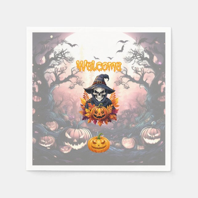 Guardanapo De Papel Remendo de Abóbora de Halloween (Frente)