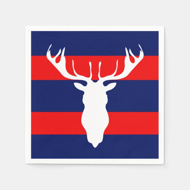 Guardanapo De Papel Rena branca Silhouette Vermelha Marinho  Azul Stri (Frente)