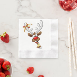 Guardanapo De Papel Rena de Natal Engraçada Espiando Meme de Natal