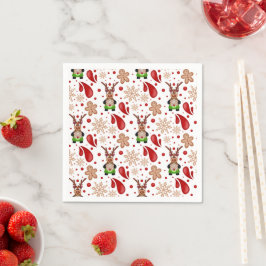 Guardanapo De Papel Rena de Natal Vermelha Festiva Fofa