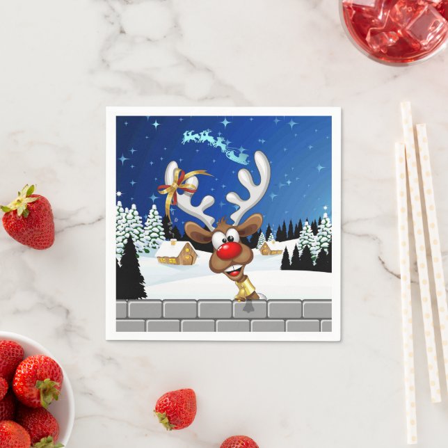 Guardanapo De Papel Rena divertida espiando Meme de Natal (Insitu)