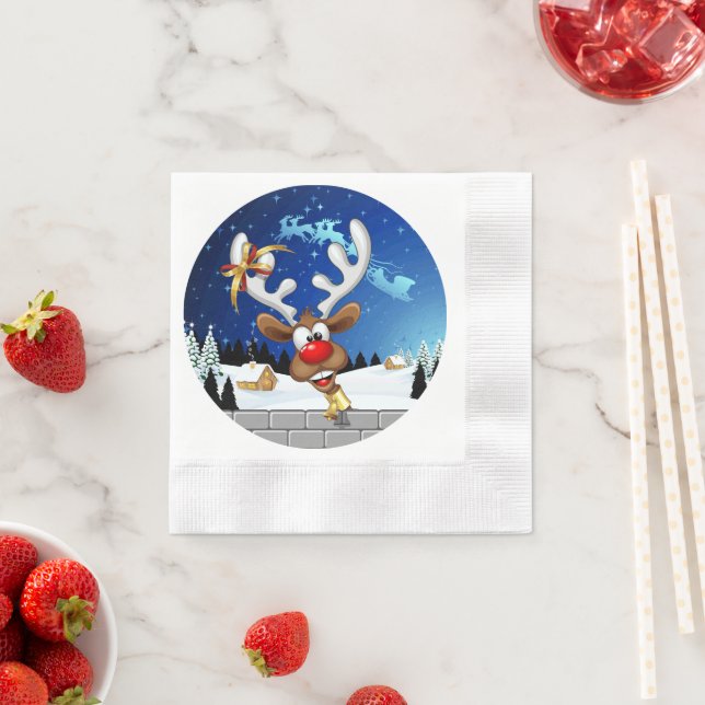 Guardanapo De Papel Rena Fofa Espiando Meme de Natal (Insitu)