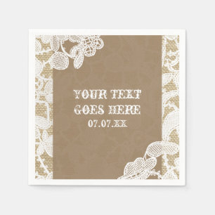 Guardanapo De Papel Renda Floral de Saco e Branco Elegante Casamento R