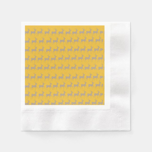 Guardanapo De Papel Renne de Noël Fond Jaune Moutarde  (Frente)