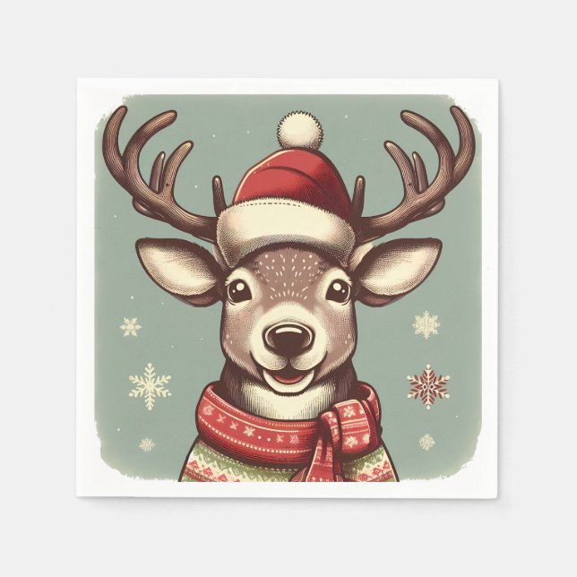 Guardanapo De Papel Renne de Noël vintage (Frente)