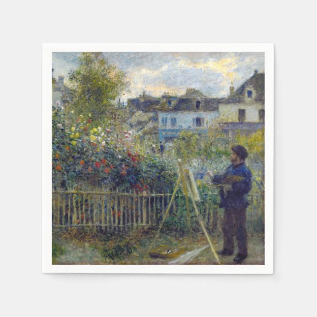 Guardanapo De Papel Renoir - Claude Monet Pintura em seu Jardim (Frente)