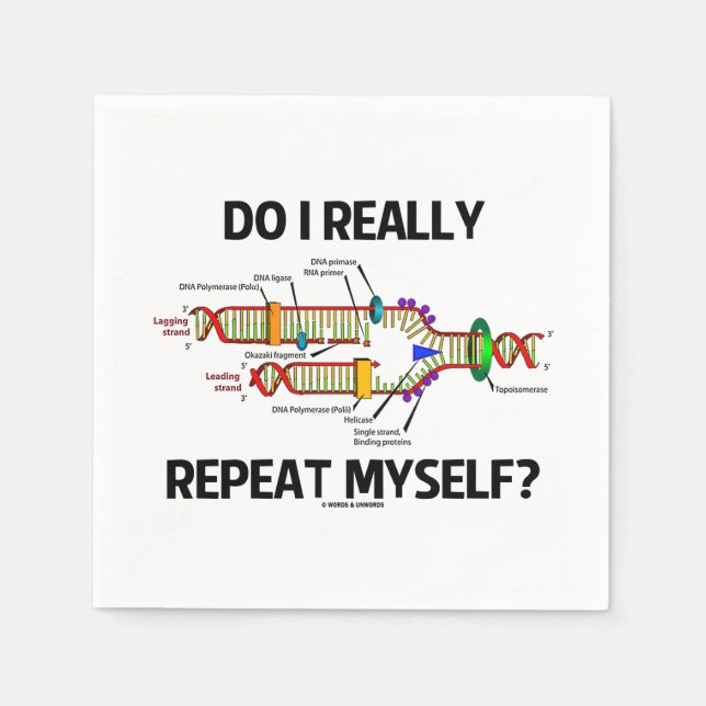 Guardanapo De Papel Repetirei-Me Mesmo? Humor de Replicação do DNA (Frente)