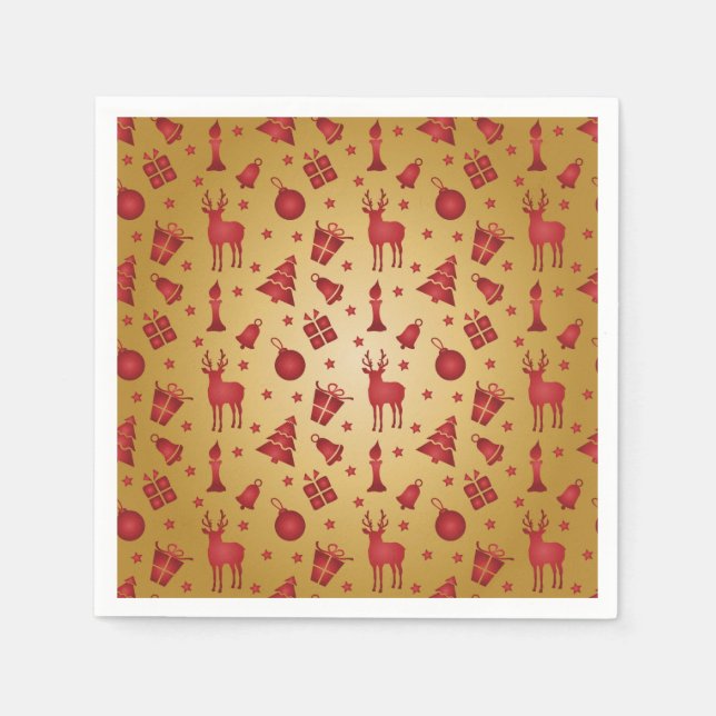 Guardanapo De Papel Rés de Natal Vermelho na Dourada (Frente)