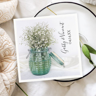 Guardanapo De Papel Respiração do Bebê Branco no Casamento do Jar Vase