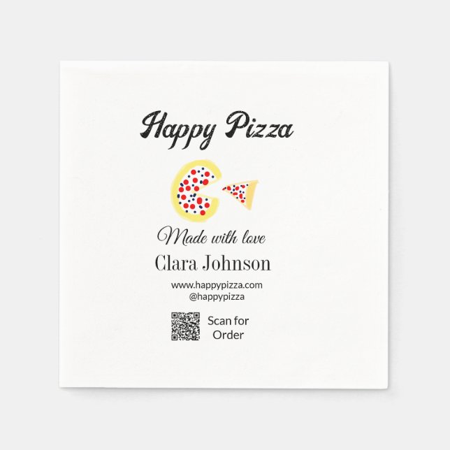 Guardanapo De Papel Restaurante de pizza café pizzaria digitalize códi (Frente)