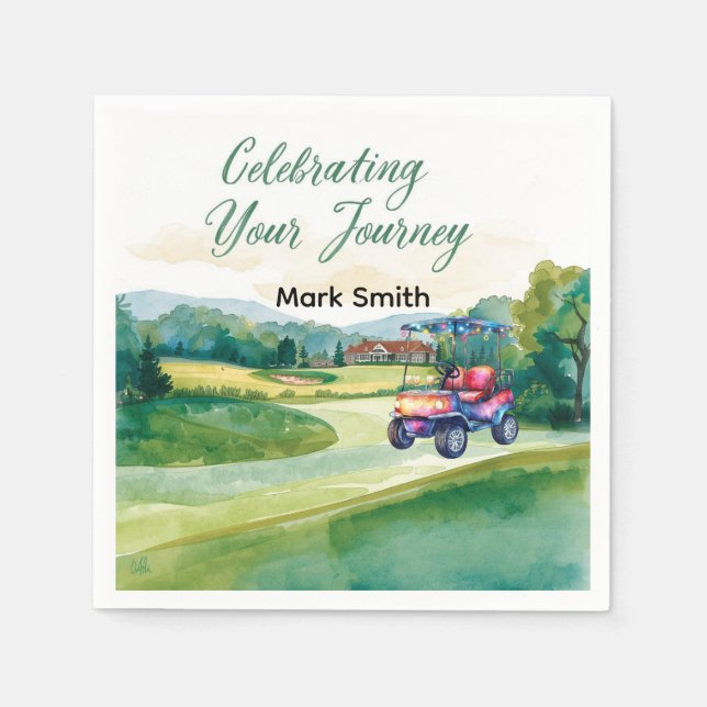 Guardanapo De Papel Retenção de Golfe com bola em verde (Frente)