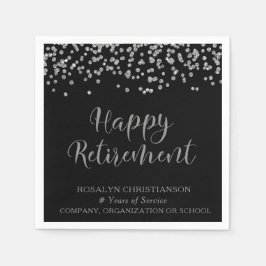 Guardanapo De Papel RETIREIO Script Manuscrito Nome do Confetti Silver