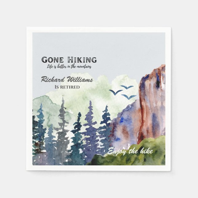 Guardanapo De Papel Retirement Gone Hiking Life is Better Mountains (Frente)