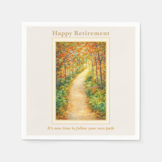 Guardanapo De Papel Retirement Napkin | Autumn Path Countryside Scene (Frente)