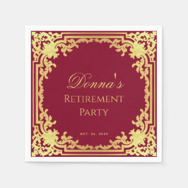 Guardanapo De Papel Retirement Party Burgundy Faux Gold Elegant Script