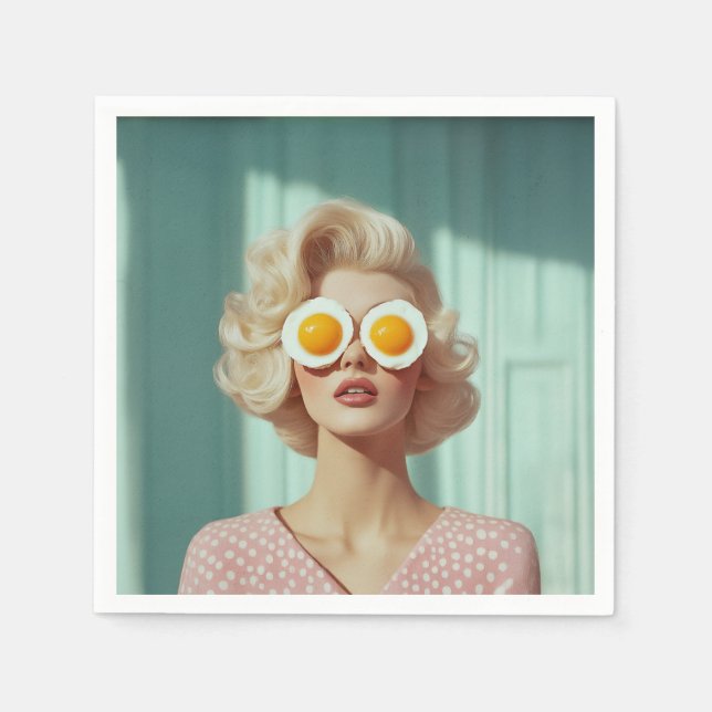 Guardanapo De Papel Retrato da moda surreal do café da manhã (Frente)