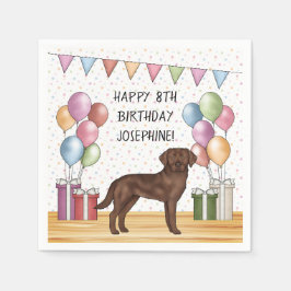 Guardanapo De Papel Retrato de aniversário colorido de um Labrador Ret