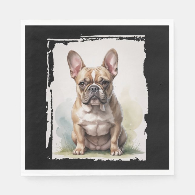Guardanapo De Papel Retrato de Bulldog Francês (Frente)