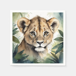 Guardanapo De Papel Retrato do Leão de Bebê Bonito na Selva Minimalist