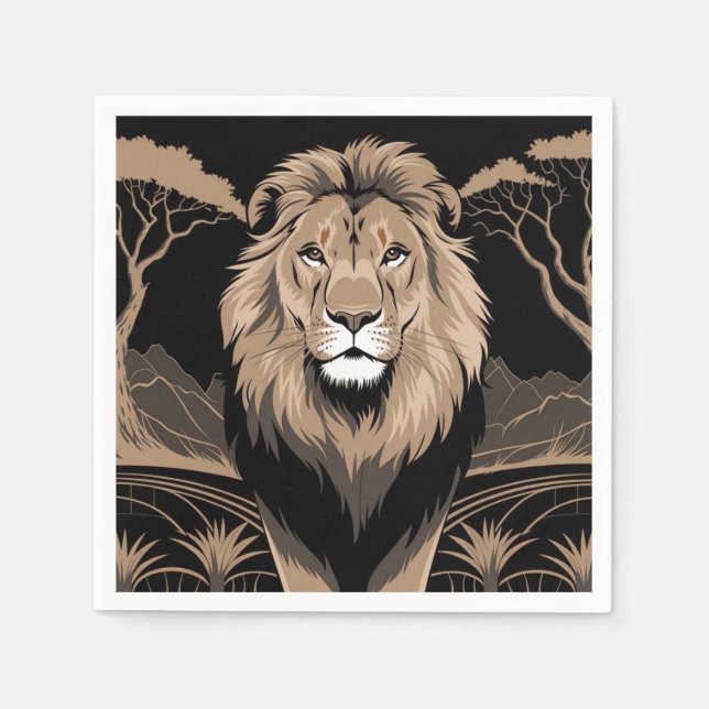 Guardanapo De Papel Retrato do Leão Vintage (Frente)