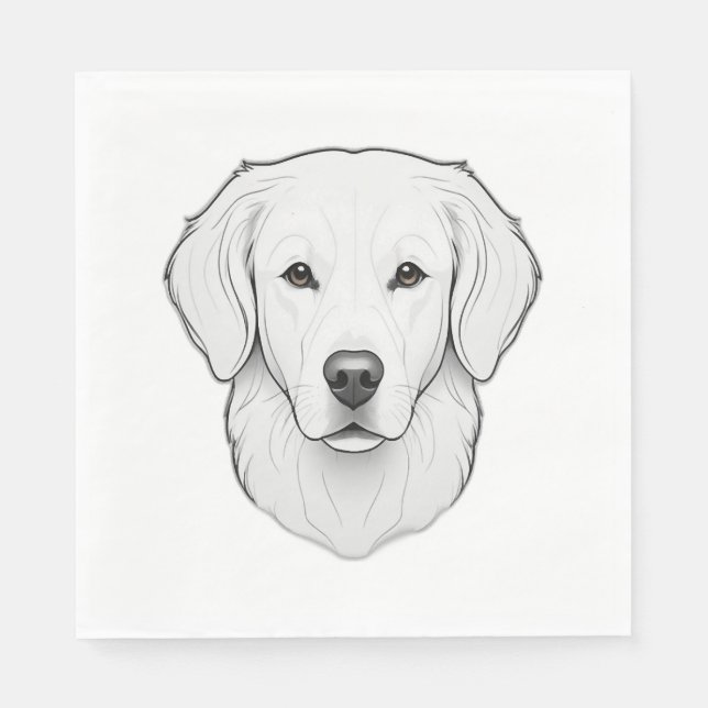 Guardanapo De Papel Retriever de Ouro minimalista (Frente)