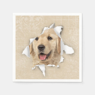 Guardanapo De Papel Retriever de ouro no buraco de papel