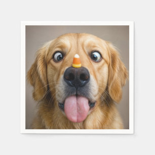 Guardanapo De Papel Retriever Dourado Vesgo Com Candy Corn