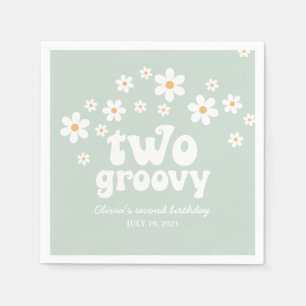 Guardanapo De Papel Retro 2 Groovy daisy boho floral segundo aniversá