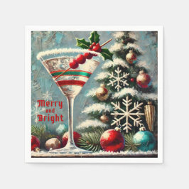 Guardanapo De Papel Retro 50 Cranberry Snowflake de Natal Martini