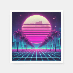 Guardanapo De Papel retrô, 80 anos lua neon/palmas