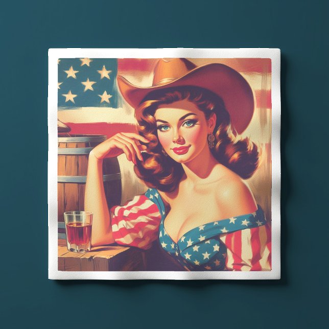 Guardanapo De Papel Retro American Cowgirl Pinup (Criador carregado)
