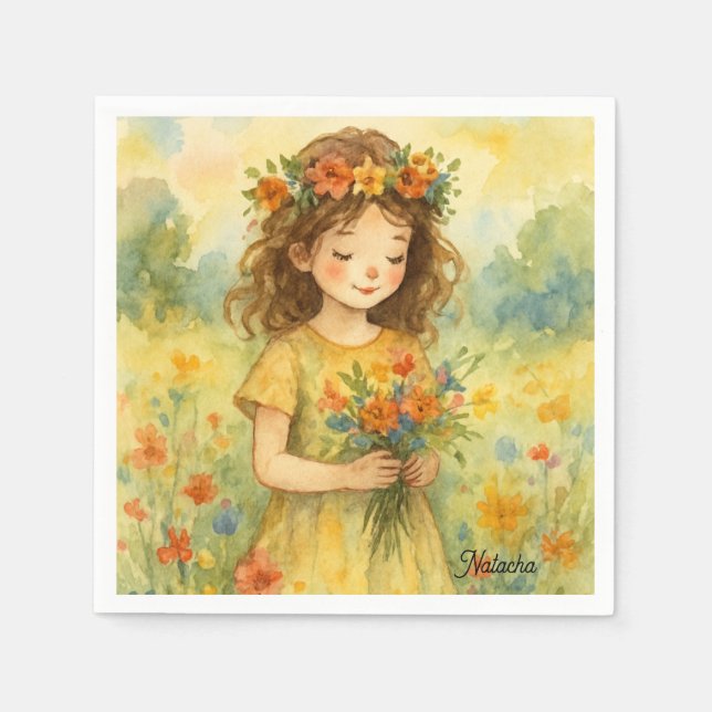 Guardanapo De Papel Retro aquarela personalizada, Trendy art (Frente)