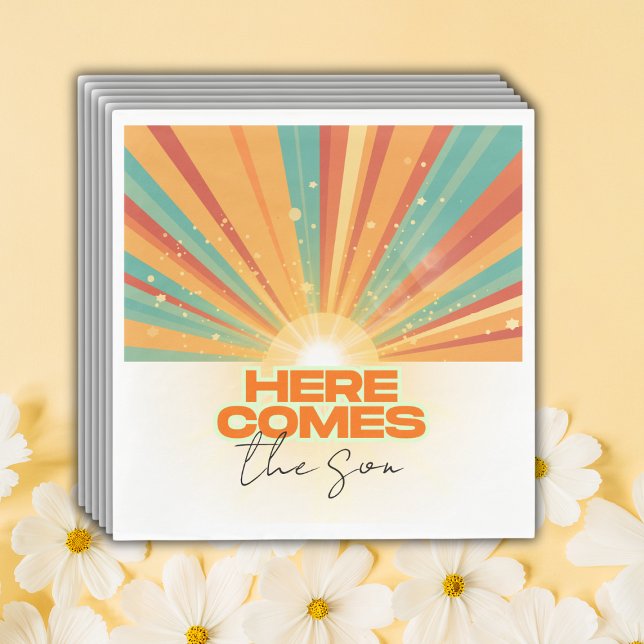 Guardanapo De Papel Retro Aqui Vem O Chá de fraldas Filho (Criador carregado)