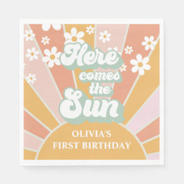 Guardanapo De Papel Retro Aqui vem o Sol Daisy boho aniversário