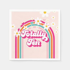 Guardanapo De Papel Retro Arco-Íris Totalmente Dez Décimo Aniversário